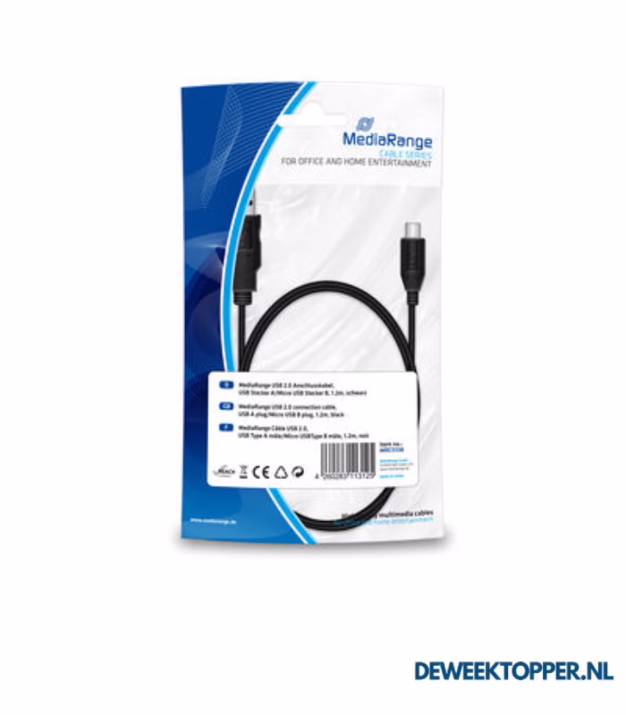 MediaRange USB 2.0 A Male naar USB 2.0 Micro Male - 1.2 m