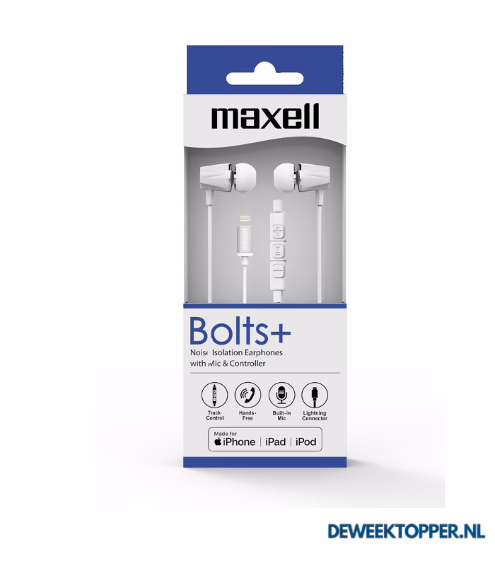 Productfoto 304487 - 1 Deweektopper.nl Maxell Bolts+ oordopjes met lightning-connector voor Apple-apparaten - Afbeelding 1