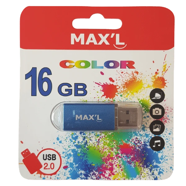 Max'L Color USB 2.0 16GB kleur Blauw