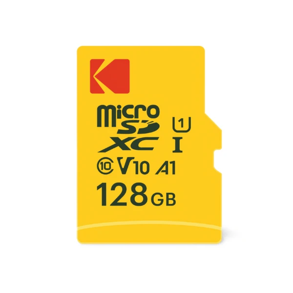 Kodak Micro SDXC 128GB - EKMSDM128GXC10K - uit de verpakking. Verkrijgbaar op WTElectric.nl